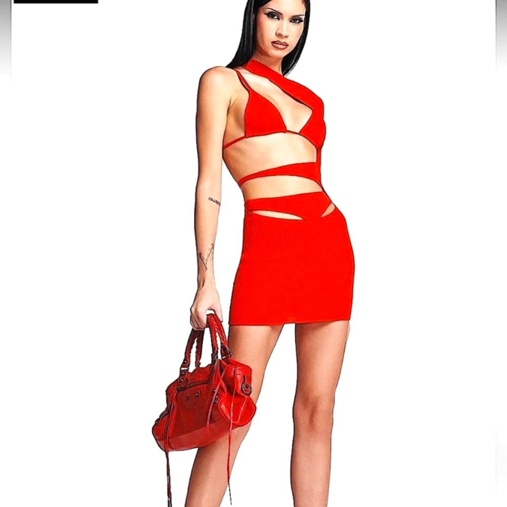 I.Am.Gia Genevieve Red Cut Out Mini Dress Size M Without The Bra